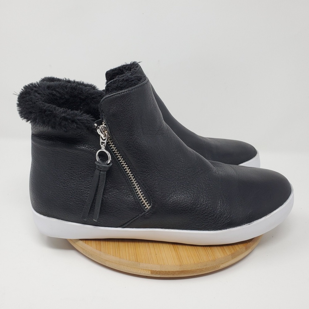 Rebecca Minkoff 10 Shoes Black Leather Sneakers High Top Zip Lined
